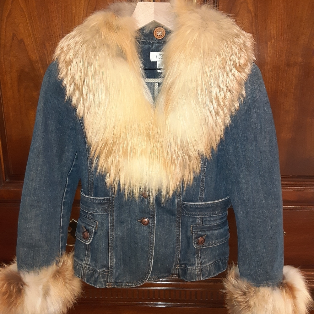 Red Fox Fur Denim Jacket